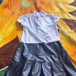 White and Black Ruffled Dress